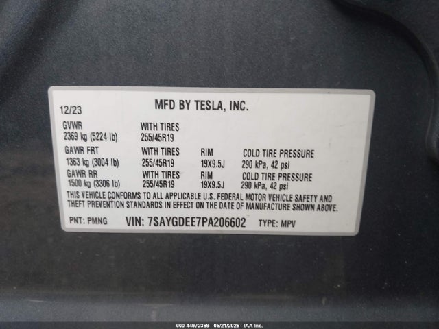 Продаж на аукціоні авто 2023 Tesla Model Y Awd/long Range Dual Motor All-wheel Drive, vin: 7SAYGDEE7PA206602, номер лоту: 44972369