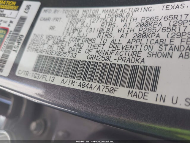 44972387 :رقم المزاد ، 5TFMU4FN3EX025733 vin ، 2014 Toyota Tacoma Base V6 مزاد بيع