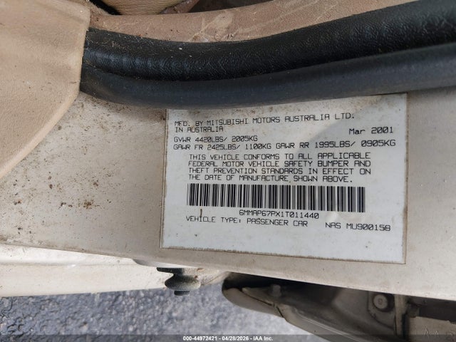 44972421 :رقم المزاد ، 6MMAP67PX1T011440 vin ، 2001 Mitsubishi Diamante Ls مزاد بيع