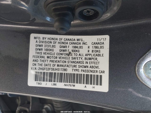 2HGFC2F59JH517280 Honda Civic Lx