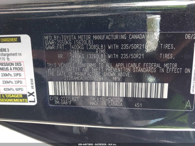 Aukcja sprzedaży 2024 Lexus Rx 350 Premium Plus, vin: 2T2BAMCA0RC076284, numer aukcji: 44972608