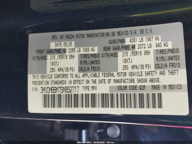 Продажа на аукционе авто 2025 Mazda Cx-30 2.5 S Select Sport, vin: 3MVDMBBM7SM852717, номер лота: 44972612