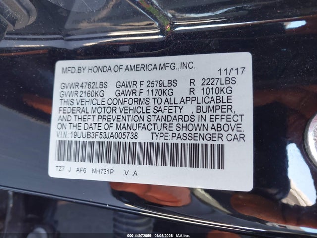 Aukcja sprzedaży 2018 Acura Tlx Tech Pkg, vin: 19UUB3F53JA005738, numer aukcji: 44972659