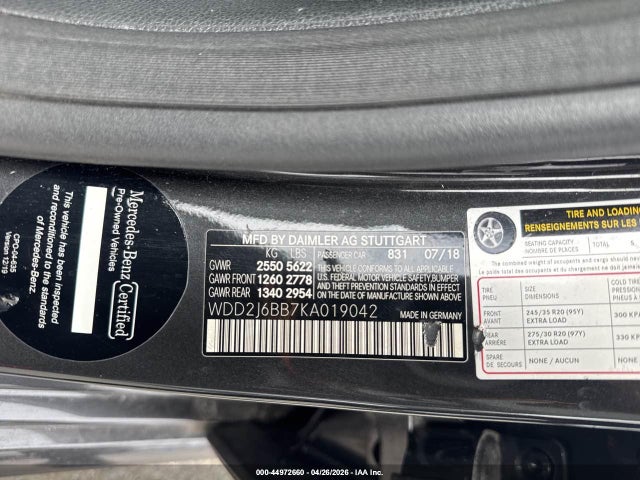 Продаж на аукціоні авто 2019 Mercedes-benz Amg Cls 53 S 4matic, vin: WDD2J6BB7KA019042, номер лоту: 44972660