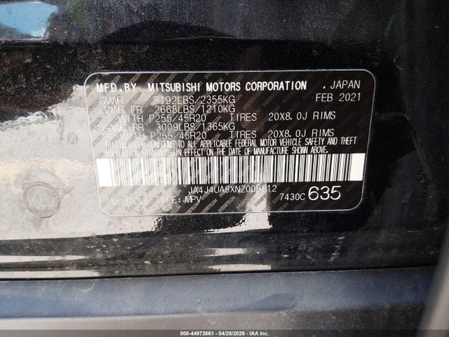 JA4J4UA8XNZ006812 Mitsubishi Outlander Black Edition S-awc/se 2.5 S-awc/se Launch Edition S-awc