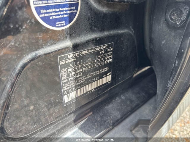 Aukcja sprzedaży 2019 Mercedes-benz Gla 250, vin: WDCTG4EB6KU007843, numer aukcji: 44972702