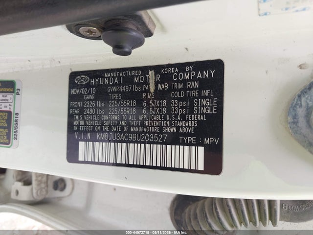 Продажа на аукционе авто 2011 Hyundai Tucson Limited, vin: KM8JU3AC9BU203527, номер лота: 44972715