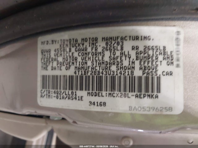 Aukcja sprzedaży 2003 Toyota Avalon Xl, vin: 4T1BF28B43U314218, numer aukcji: 44972744