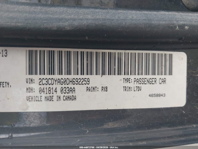 44972768 :رقم المزاد ، 2C3CDYAG0DH692259 vin ، 2013 Dodge Challenger Sxt مزاد بيع