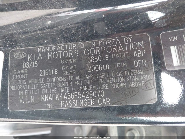 Aukcja sprzedaży 2015 Kia Forte Lx, vin: KNAFK4A66F5429070, numer aukcji: 44972803