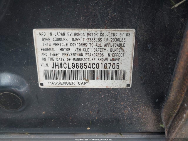 Aukcja sprzedaży 2004 Acura Tsx, vin: JH4CL96854C016705, numer aukcji: 44972883