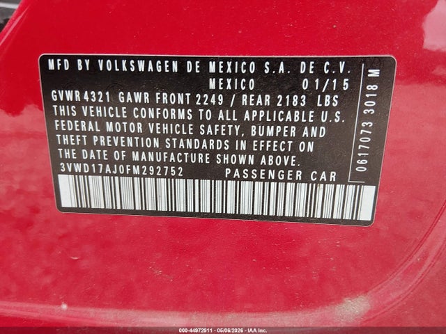 3VWD17AJ0FM292752 Volkswagen Jetta 1.8t Se