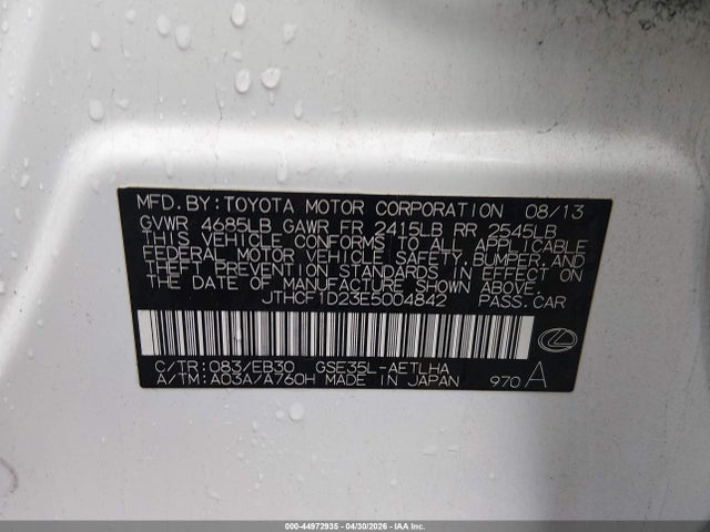 Продажа на аукционе авто 2014 Lexus Is 250, vin: JTHCF1D23E5004842, номер лота: 44972935