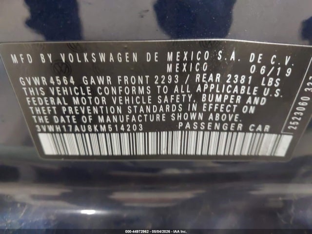 Продажа на аукционе авто 2019 Volkswagen Golf Alltrack Tsi S/tsi Se/tsi Sel, vin: 3VWH17AU8KM514203, номер лота: 44972962