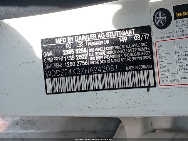 Продажа на аукционе авто 2017 Mercedes-benz E 300 4matic, vin: WDDZF4KB7HA242081, номер лота: 44972970