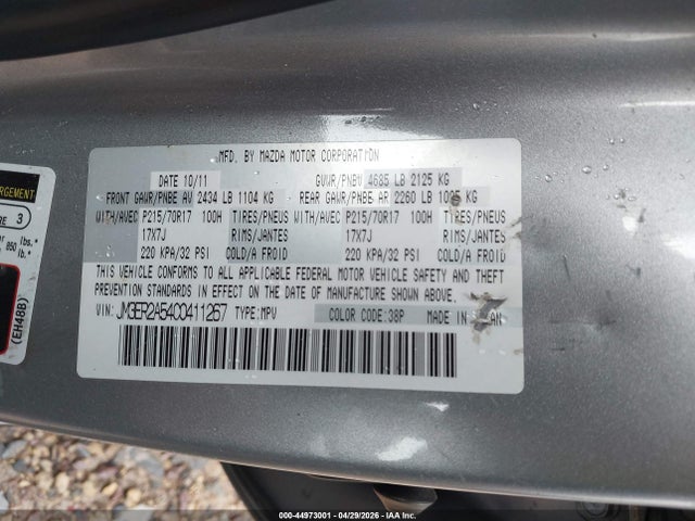 44973001 :رقم المزاد ، JM3ER2A54C0411267 vin ، 2012 Mazda Cx-7 I Sv مزاد بيع
