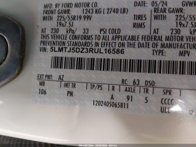 44973044 :رقم المزاد ، 5LMTJ5DZ3RUL16586 vin ، 2024 Lincoln Corsair Grand Touring مزاد بيع