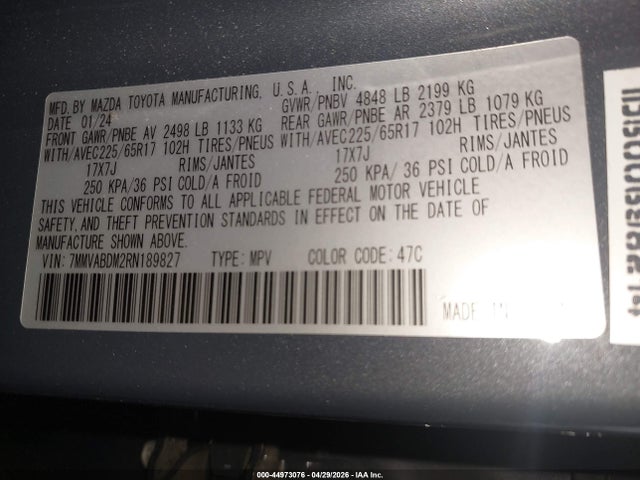 Aukcja sprzedaży 2024 Mazda Cx-50 2.5 S Premium, vin: 7MMVABDM2RN189827, numer aukcji: 44973076