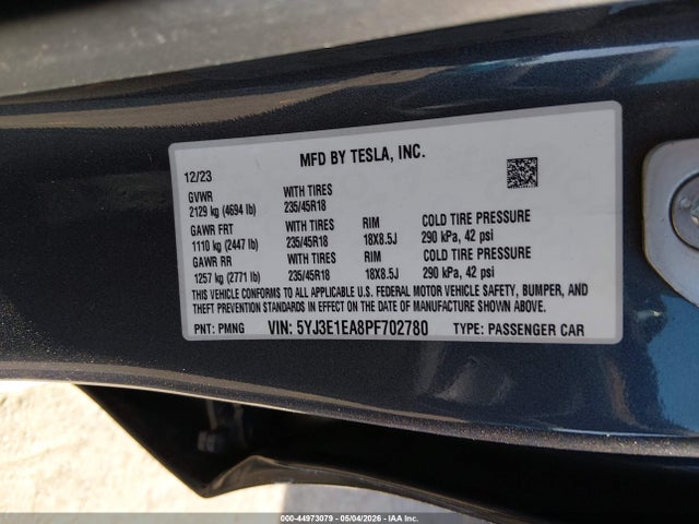Tesla Model 3 Rear-wheel Drive 2023 5YJ3E1EA8PF702780 Image 9