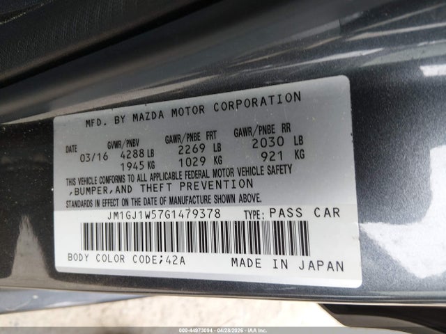 JM1GJ1W57G1479378 Mazda Mazda6 I Grand Touring