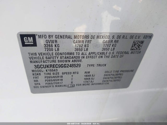 Chevrolet Silverado 1500 2lt 2016 3GCUKREC9GG248529 Image 9