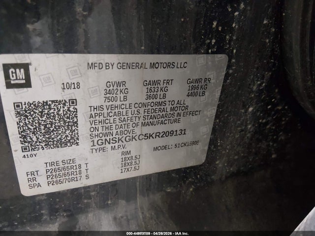 Chevrolet Suburban Ls 2019 1GNSKGKC5KR209131 Image 9