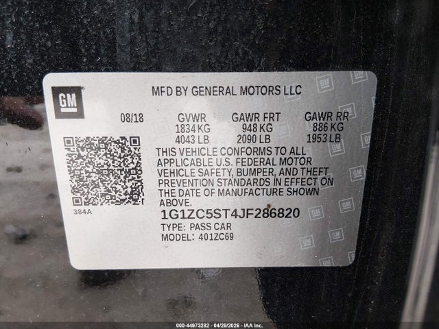 1G1ZC5ST4JF286820 Chevrolet Malibu 1fl