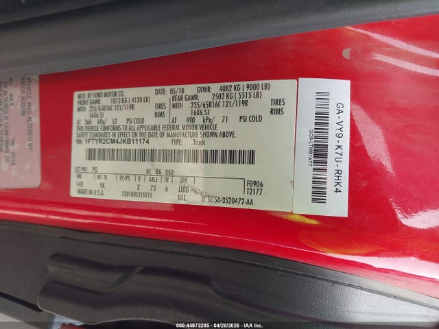 Продаж на аукціоні авто 2018 Ford Transit-250, vin: 1FTYR2CM4JKB11174, номер лоту: 44973285