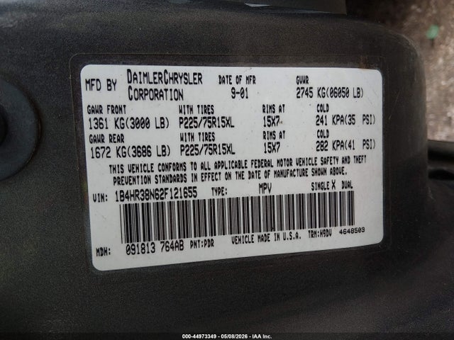 Продаж на аукціоні авто 2002 Dodge Durango Sport, vin: 1B4HR38N62F121655, номер лоту: 44973349