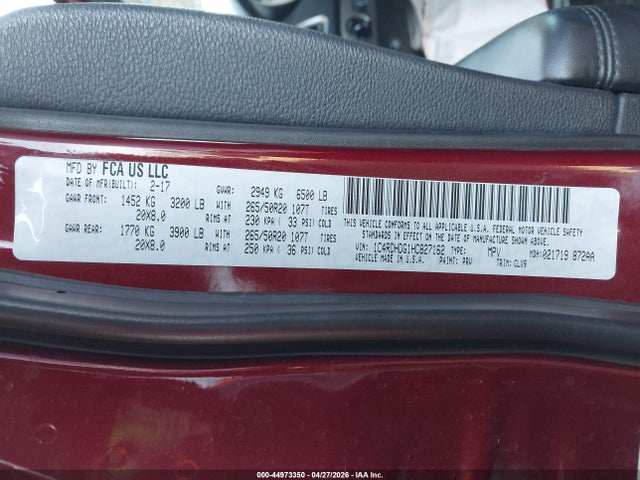 Продаж на аукціоні авто 2017 Dodge Durango Gt Rwd, vin: 1C4RDHDG1HC827162, номер лоту: 44973350