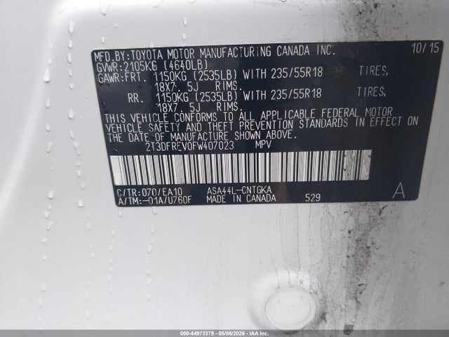 2T3DFREV0FW407023 Toyota Rav4 Limited