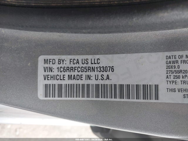 44973381 :رقم المزاد ، 1C6RRFCG5RN133076 vin ، 2024 Ram 1500 مزاد بيع