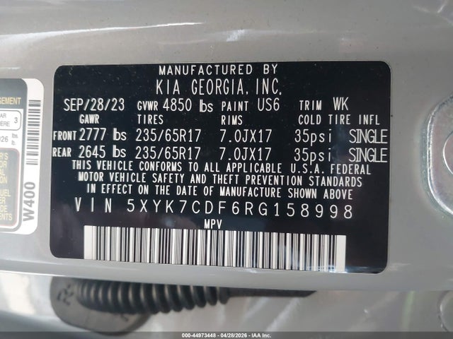 44973448 :رقم المزاد ، 5XYK7CDF6RG158998 vin ، 2024 Kia Sportage X-pro مزاد بيع