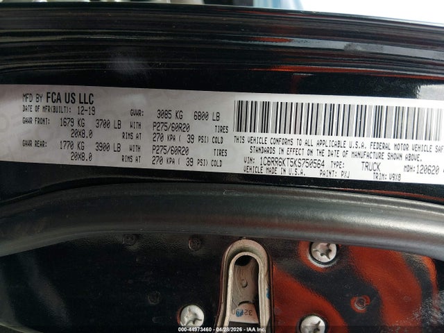 1C6RR6KT5KS750564 RAM 1500 Classic Tradesman 4x2 5&#039;7 Box