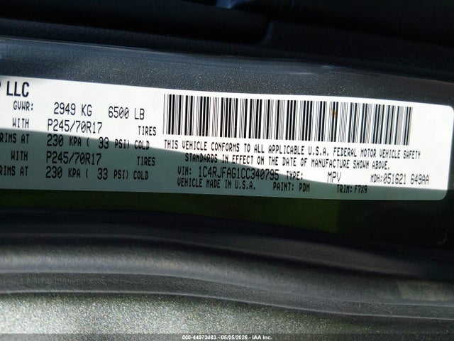 Продажа на аукционе авто 2012 Jeep Grand Cherokee Laredo, vin: 1C4RJFAG1CC340795, номер лота: 44973463