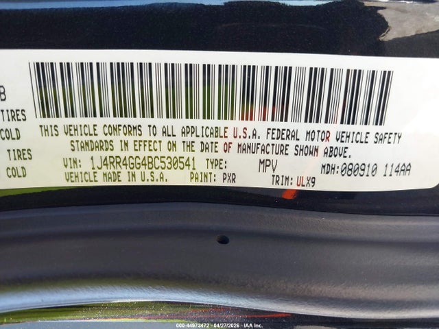 44973472 :رقم المزاد ، 1J4RR4GG4BC530541 vin ، 2011 Jeep Grand Cherokee Laredo مزاد بيع