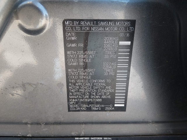Продажа на аукционе авто 2016 Nissan Rogue S, vin: KNMAT2MT8GP670988, номер лота: 44973503