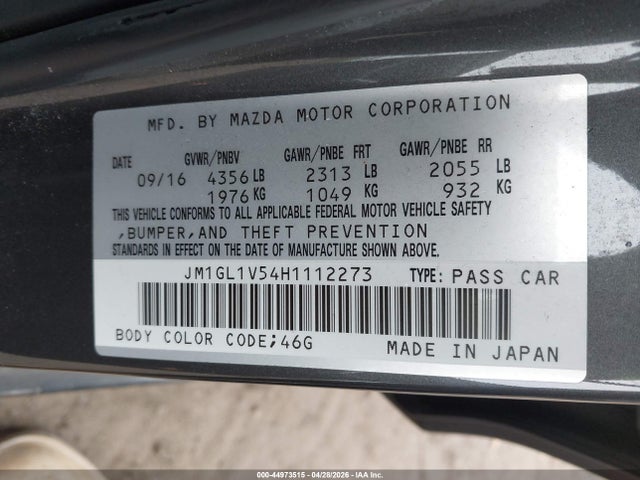 Продаж на аукціоні авто 2017 Mazda Mazda6 Touring, vin: JM1GL1V54H1112273, номер лоту: 44973515