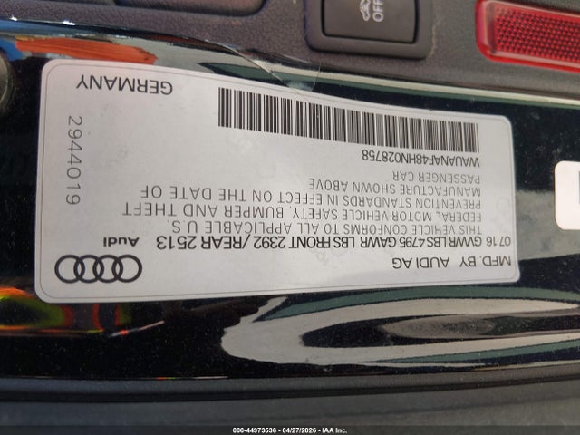 Продажа на аукционе авто 2017 Audi A4 2.0t Premium, vin: WAUANAF48HN028758, номер лота: 44973536