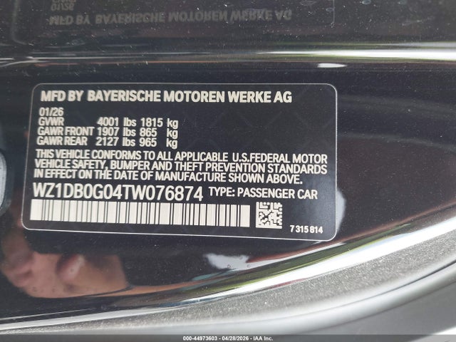 44973603 :رقم المزاد ، WZ1DB0G04TW076874 vin ، 2026 Toyota Gr Supra 3.0 Premium مزاد بيع