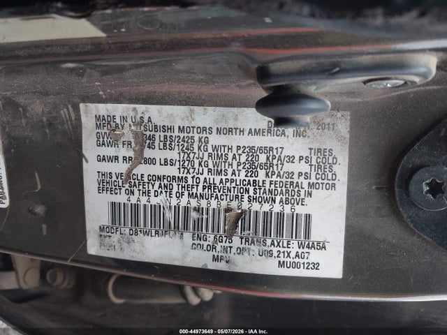 Продажа на аукционе авто 2011 Mitsubishi Endeavor, vin: 4A4JN2AS8BE027236, номер лота: 44973649