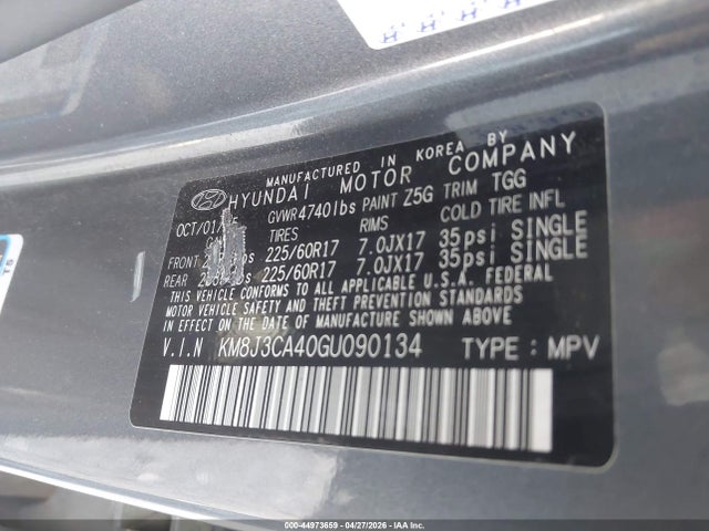 Продажа на аукционе авто 2016 Hyundai Tucson Se, vin: KM8J3CA40GU090134, номер лота: 44973659