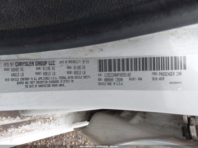 Продажа на аукционе авто 2015 Chrysler 200 Limited, vin: 1C3CCCAB0FN555102, номер лота: 44973673