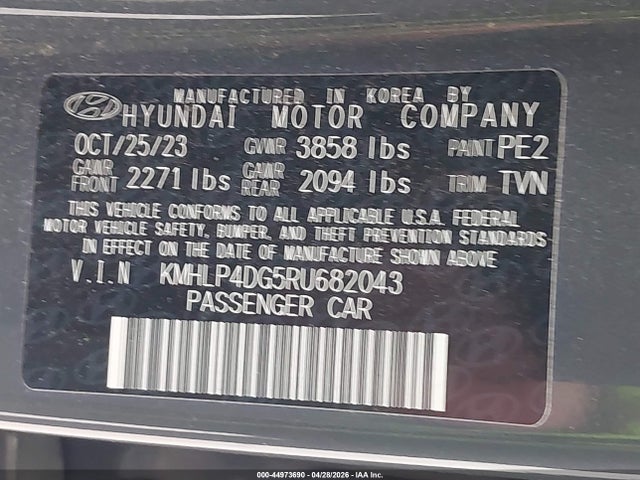 2024 Hyundai Elantra Limited მანქანა იყიდება აუქციონზე, vin: KMHLP4DG5RU682043, აუქციონის ნომერი: 44973690