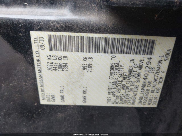 44973723 :رقم المزاد ، 1N4BL2AP4BN401294 vin ، 2011 Nissan Altima 3.5 Sr مزاد بيع