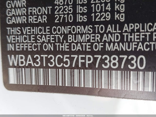 Продаж на аукціоні авто 2015 Bmw 435i, vin: WBA3T3C57FP738730, номер лоту: 44973748