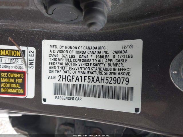Aukcja sprzedaży 2010 Honda Civic Lx, vin: 2HGFA1F5XAH529079, numer aukcji: 44973764