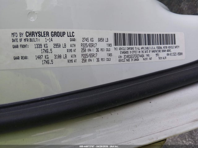 2014 Dodge Grand Caravan R/t მანქანა იყიდება აუქციონზე, vin: 2C4RDGEG7ER274464, აუქციონის ნომერი: 44973767