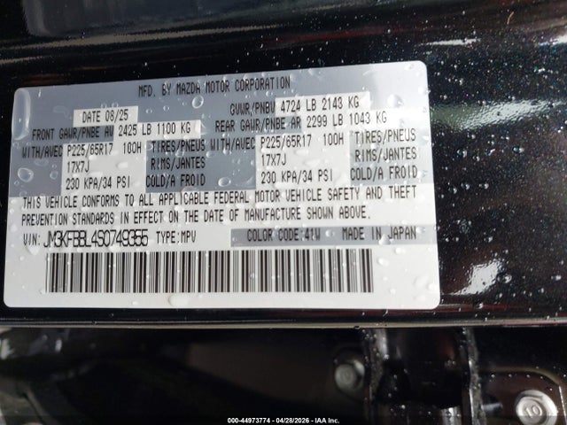 Aukcja sprzedaży 2025 Mazda Cx-5 2.5 S Select, vin: JM3KFBBL4S0749355, numer aukcji: 44973774
