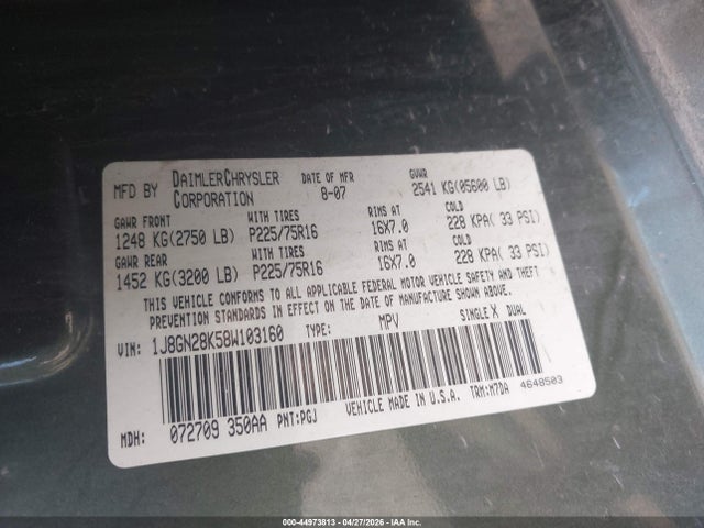 Aukcja sprzedaży 2008 Jeep Liberty Sport, vin: 1J8GN28K58W103160, numer aukcji: 44973813